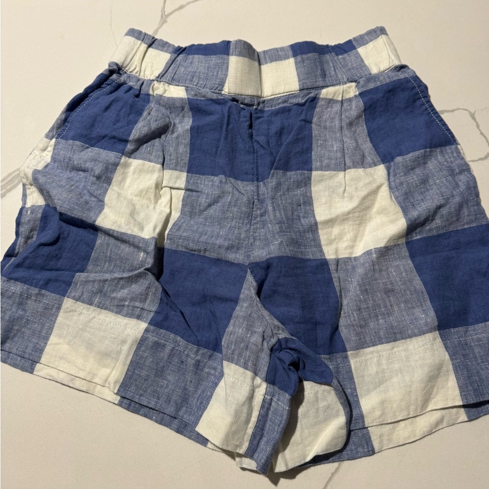 Lou & Grey Loft Shorts Blue White Plaid Soft XS NWT